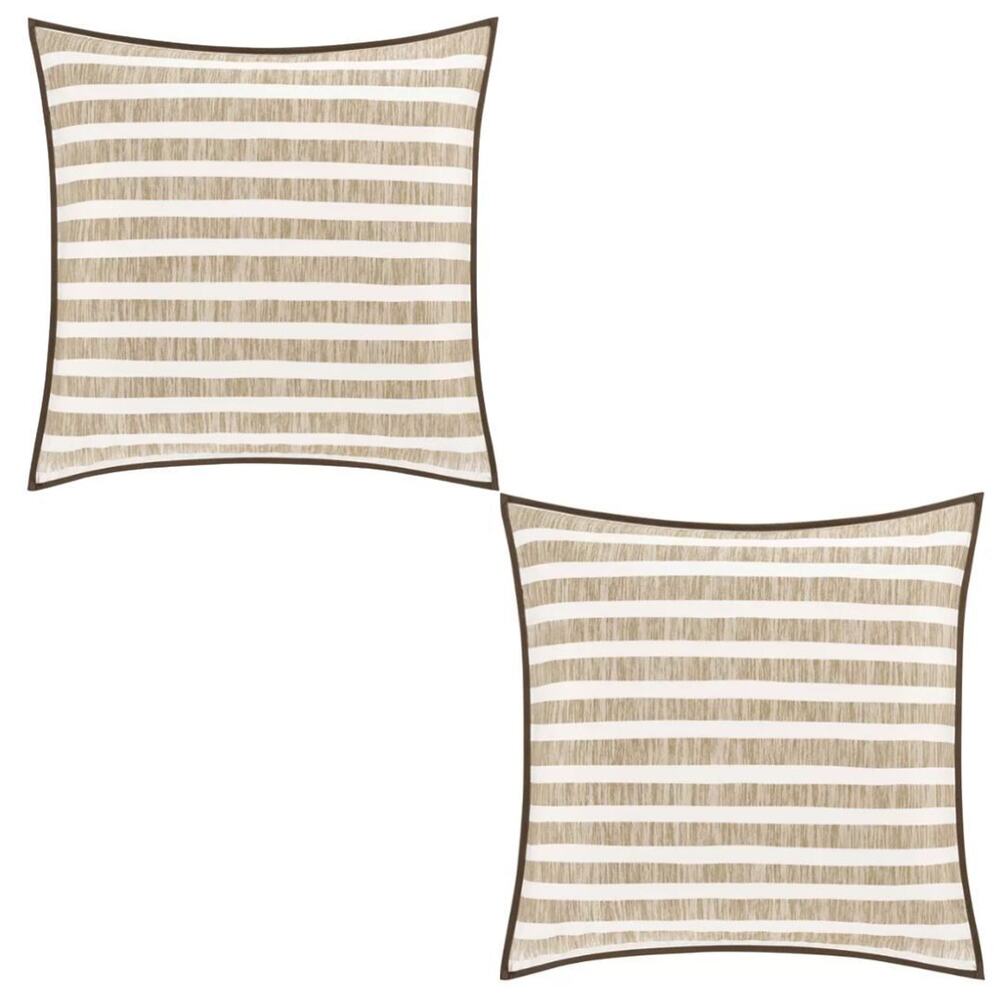 Oscar Oliver Vaughn Striped Euro Pillow Sham Set Of Two Cocoa Brown